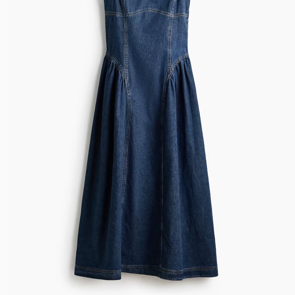 H&M Dark Blue Denim Midi Dress - Picture 5 of 8